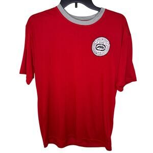 Ecko unltd mens short sleeve red crew neck shirt with gray on neck size Medium
